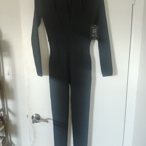 Retrofete Black Long-Sleeve V-Neck Jumpsuit